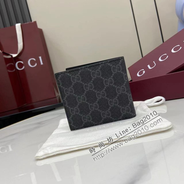Gucci專櫃古馳最新款Emblem系列雙折錢包男士短夾錢包 jh2695型號：821200
